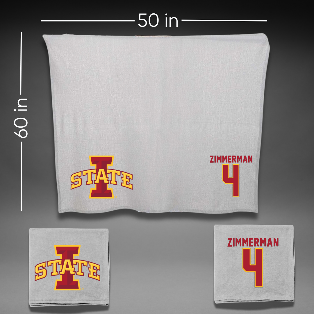 Iowa State University Soccer Gray Blanket - #4 Ella Zimmerman