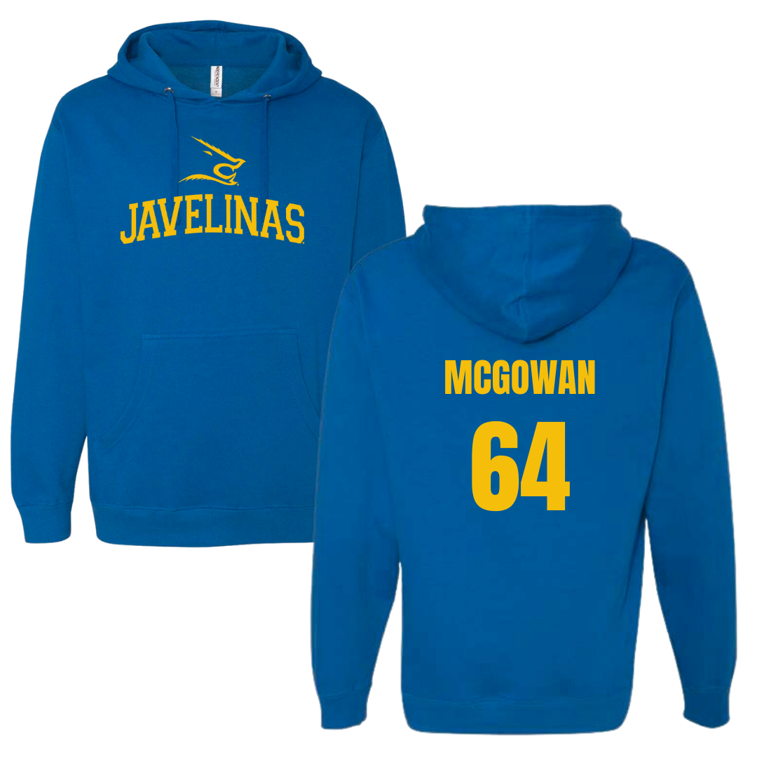 Texas A&M University-Kingsville Football Blue Hoodie - #64 Kevaughnte McGowan