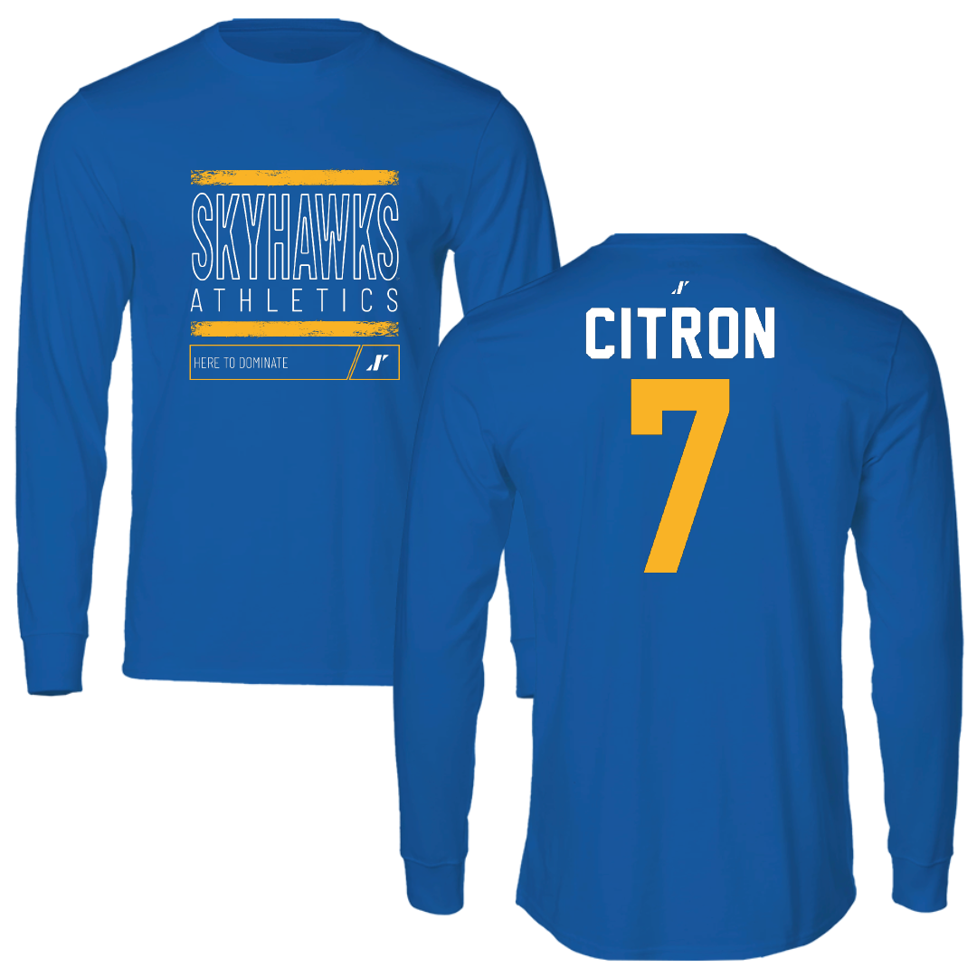 Fort Lewis College Soccer Blue Dominate Long Sleeve - #7 David Citron