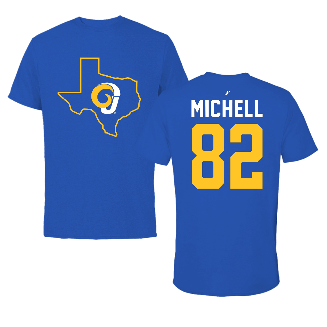 Angelo State University Football Blue State Performance Tee - #82 Nathan Michell