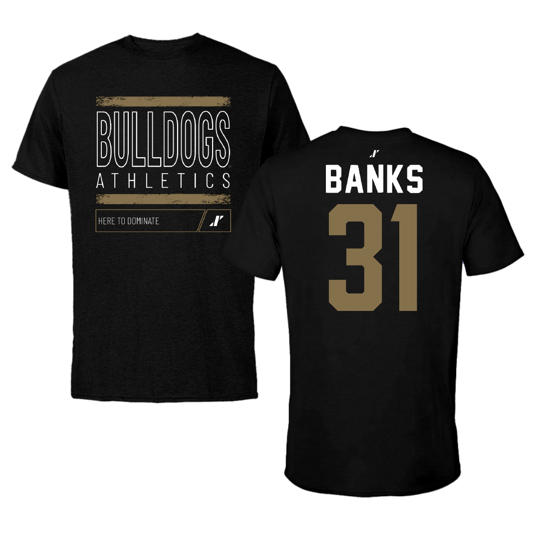 Bryant University Football Black Dominate Performance Tee - #31 Devon Banks