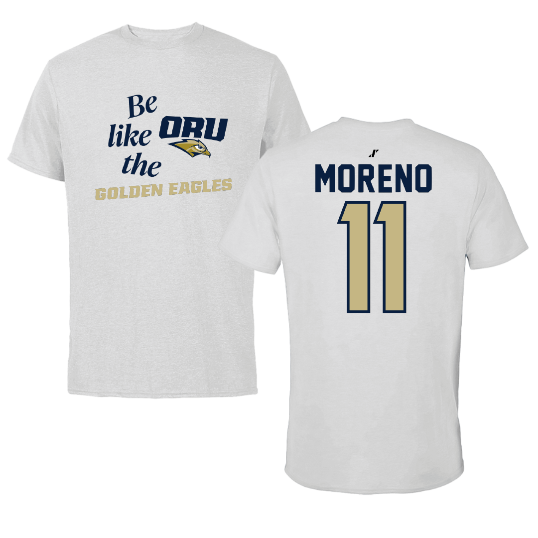 Oral Roberts University Soccer Light Gray Be Like Us Performance Tee - #11 Juan Moreno