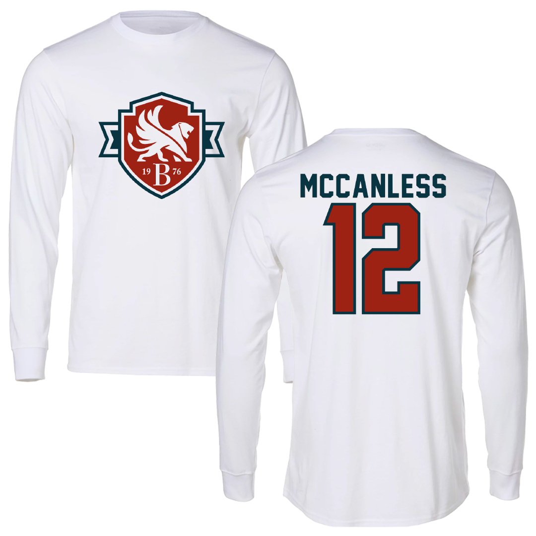 Bethesda University Basketball White Long Sleeve - #12 Jordan McCanless