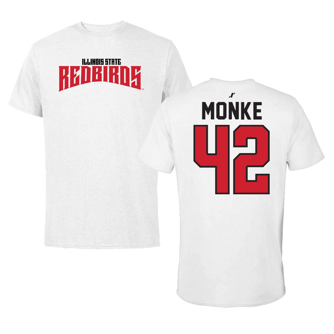 Illinois State University Baseball White Classic Performance Tee - #42 Carter Monke