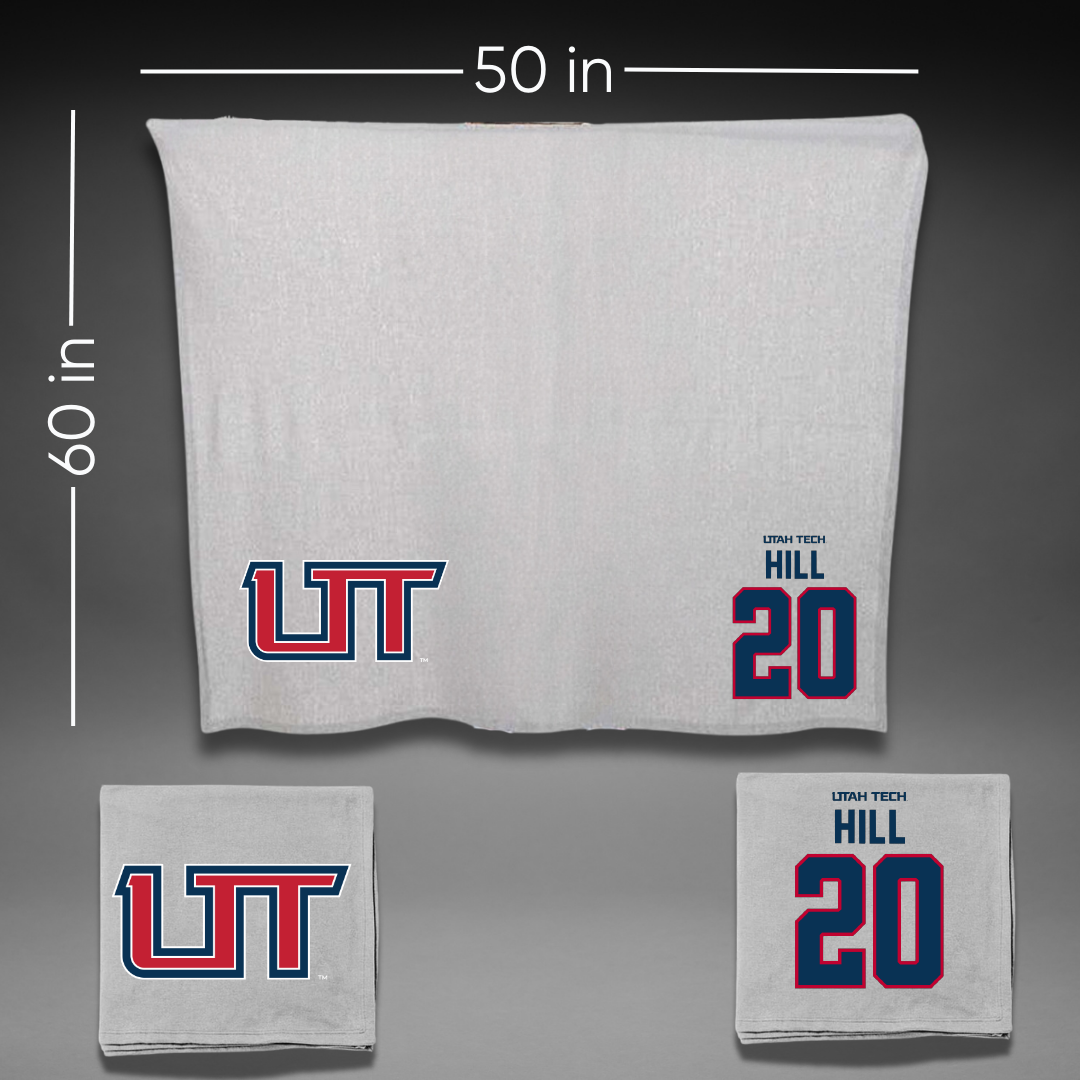 Utah Tech University Football Gray Blanket - #20 Jake Hill