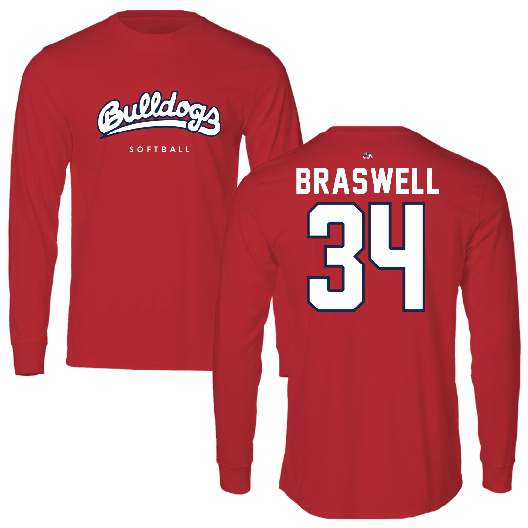 Fresno State University Softball Red Long Sleeve - #34 Harleigh Braswell