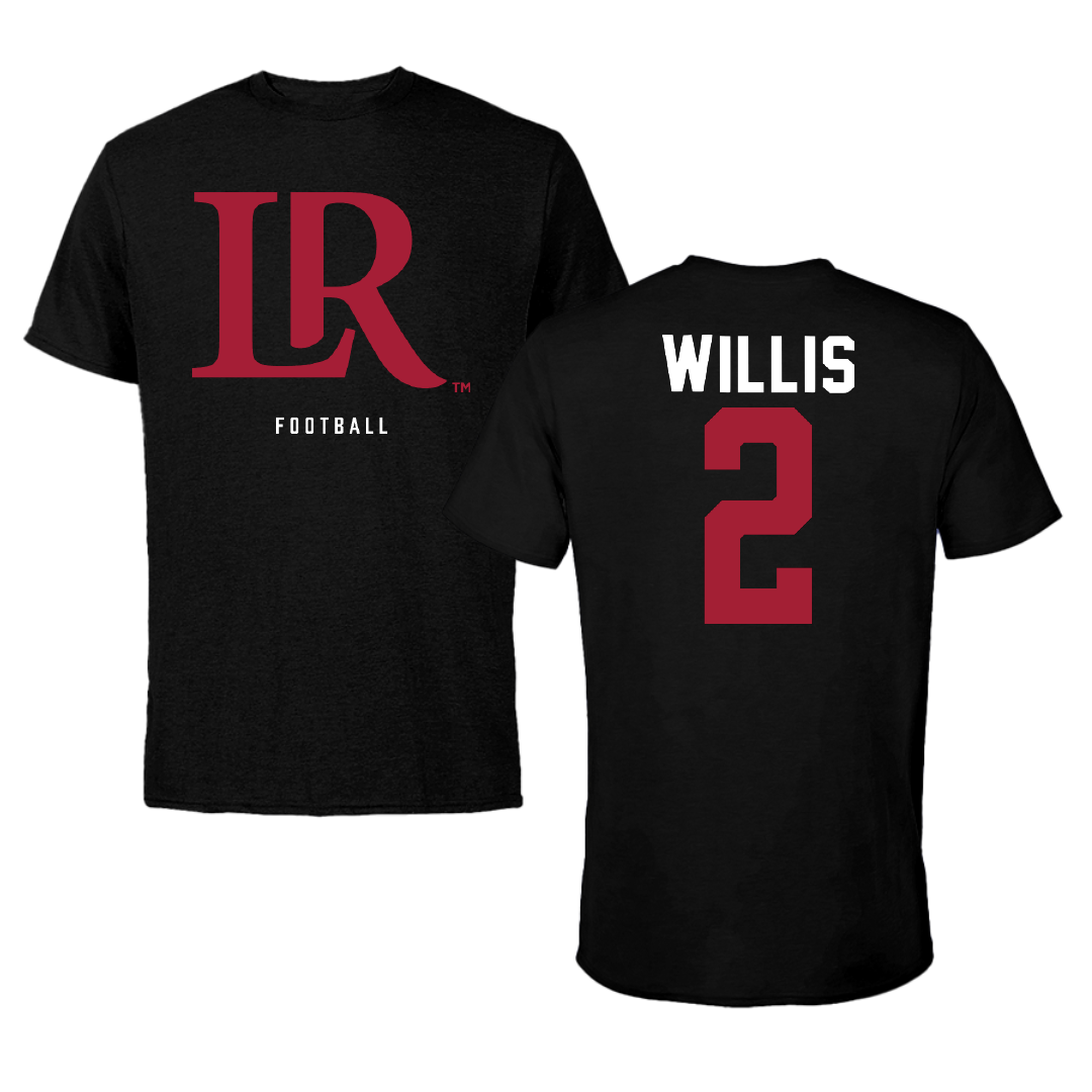 Lenoir-Rhyne University Football Black Performance Tee - #2 Jaelin Willis