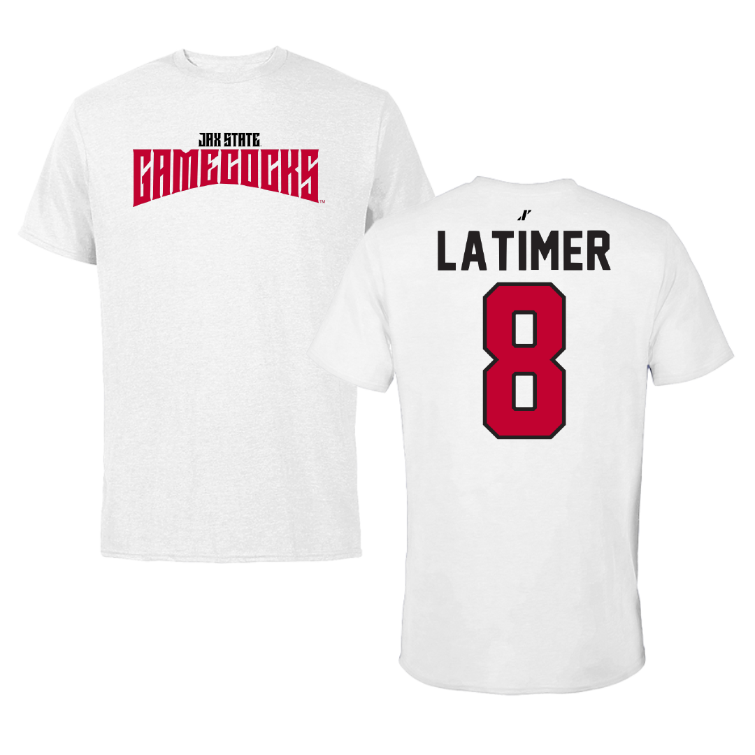 Jacksonville State University Football White Classics Performance Tee - #8 Geimere Latimer
