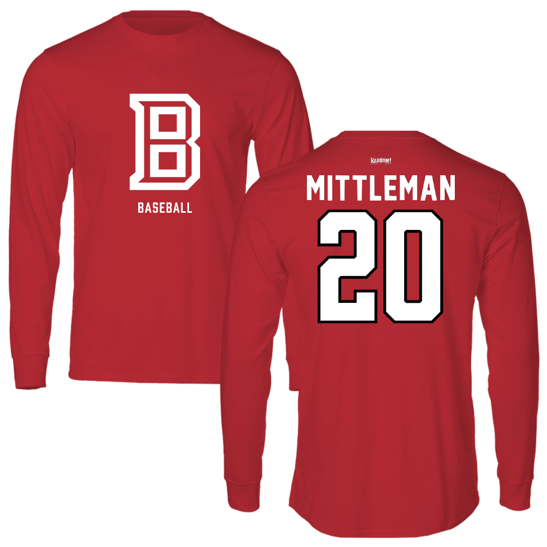 Bradley University Baseball Red Long Sleeve - #20 Christian Mittleman