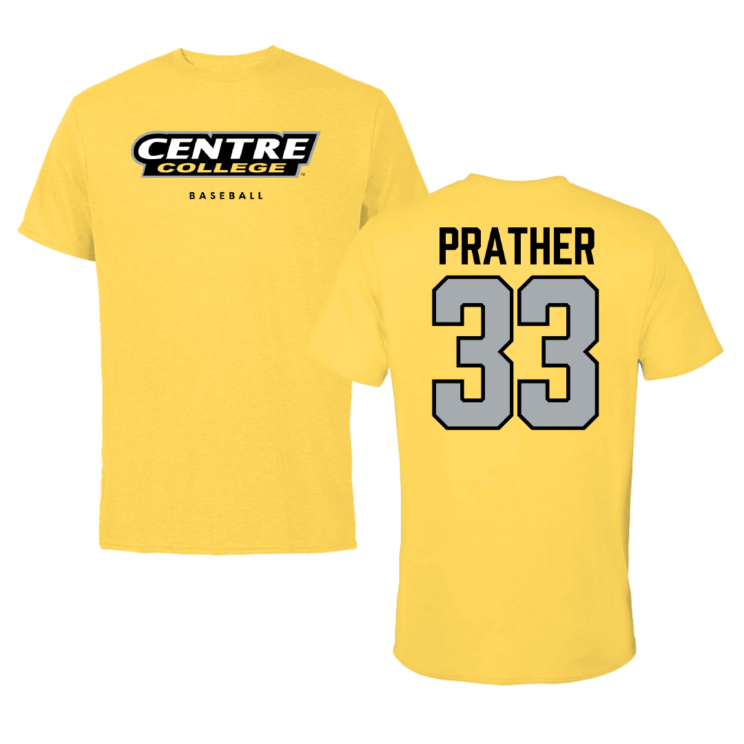 Centre College Baseball Yellow Colonel Tee - #33 Ben Prather