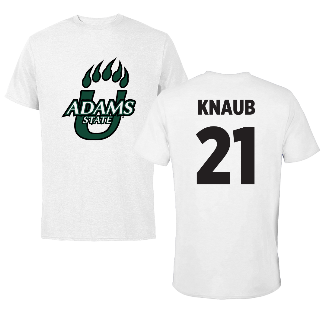 Adams State University Basketball White Tee - #21 Michael Knaub