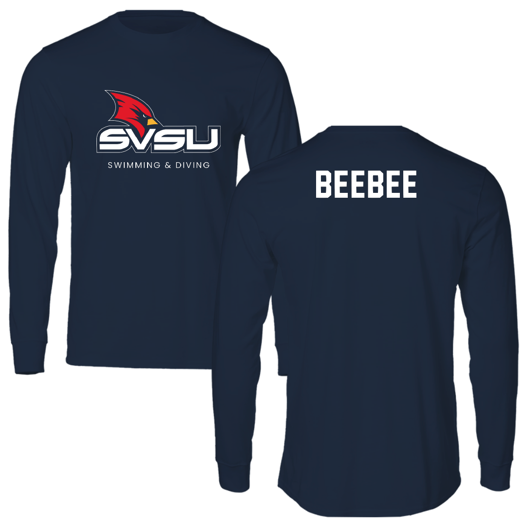 Saginaw Valley State University Swimming & Diving Navy Long Sleeve - Parker Beebee