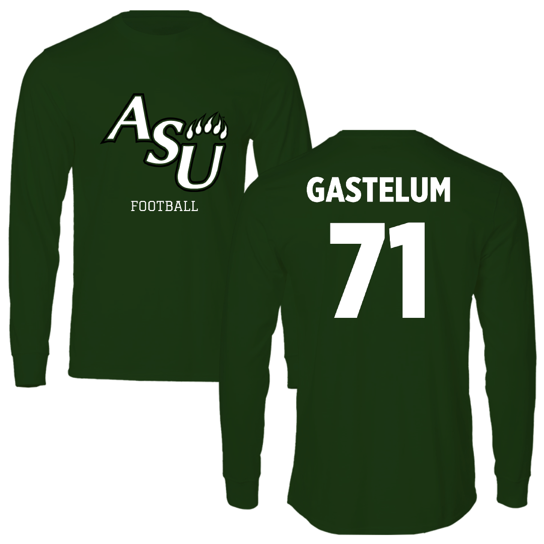 Adams State University Football Forest Green Block Performance Long Sleeve - #71 Luis Gastelum