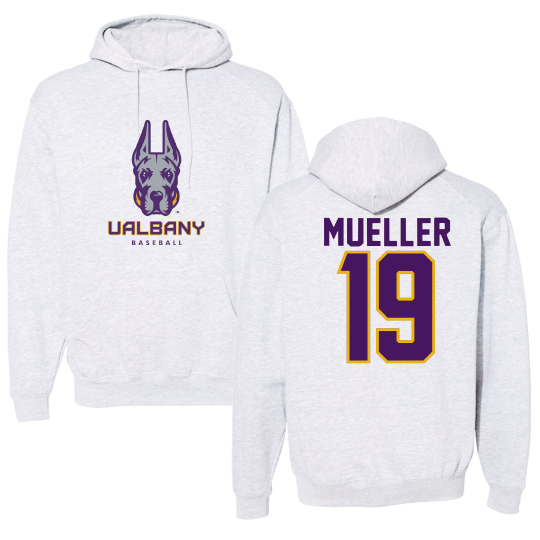 University at Albany Baseball Gray Hoodie - #19 Jaxon Mueller