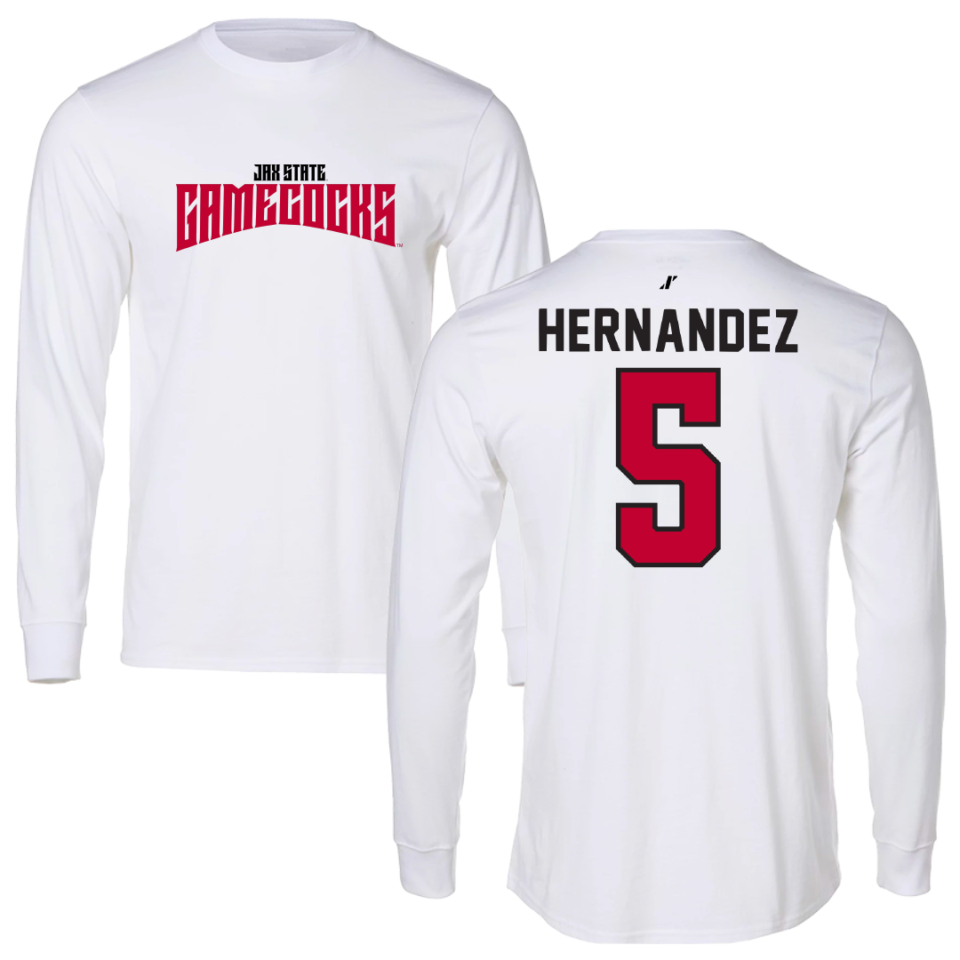 Jacksonville State University Baseball White Classics Performance Long Sleeve - #5 Javon Hernandez