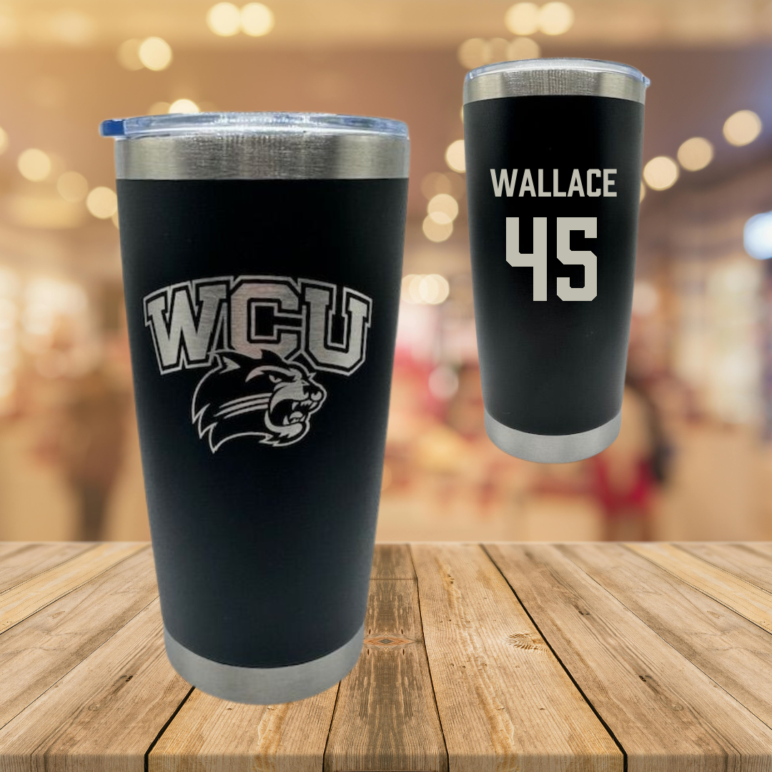 Western Carolina University Football Black Stainless Steel Tumbler - #45 Justin Wallace