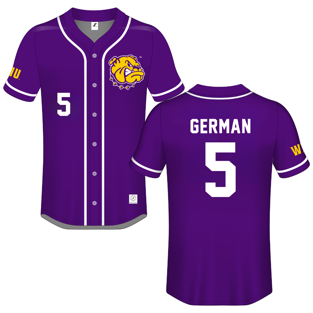 Western Illinois University Purple Button-Down Jersey - #5 RyLee German