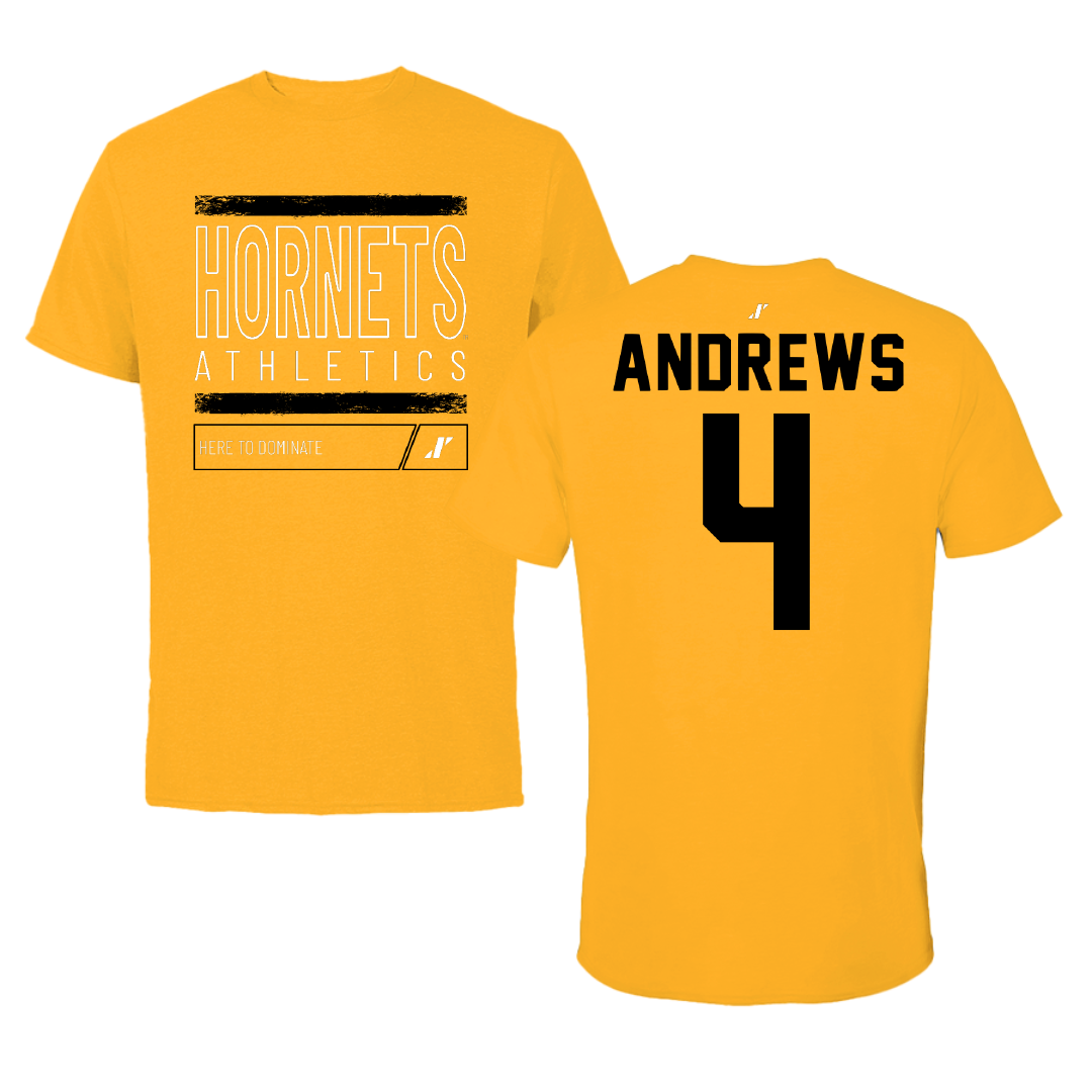 Alabama State University Basketball Gold Dominate Performance Tee - #4 Mario Andrews