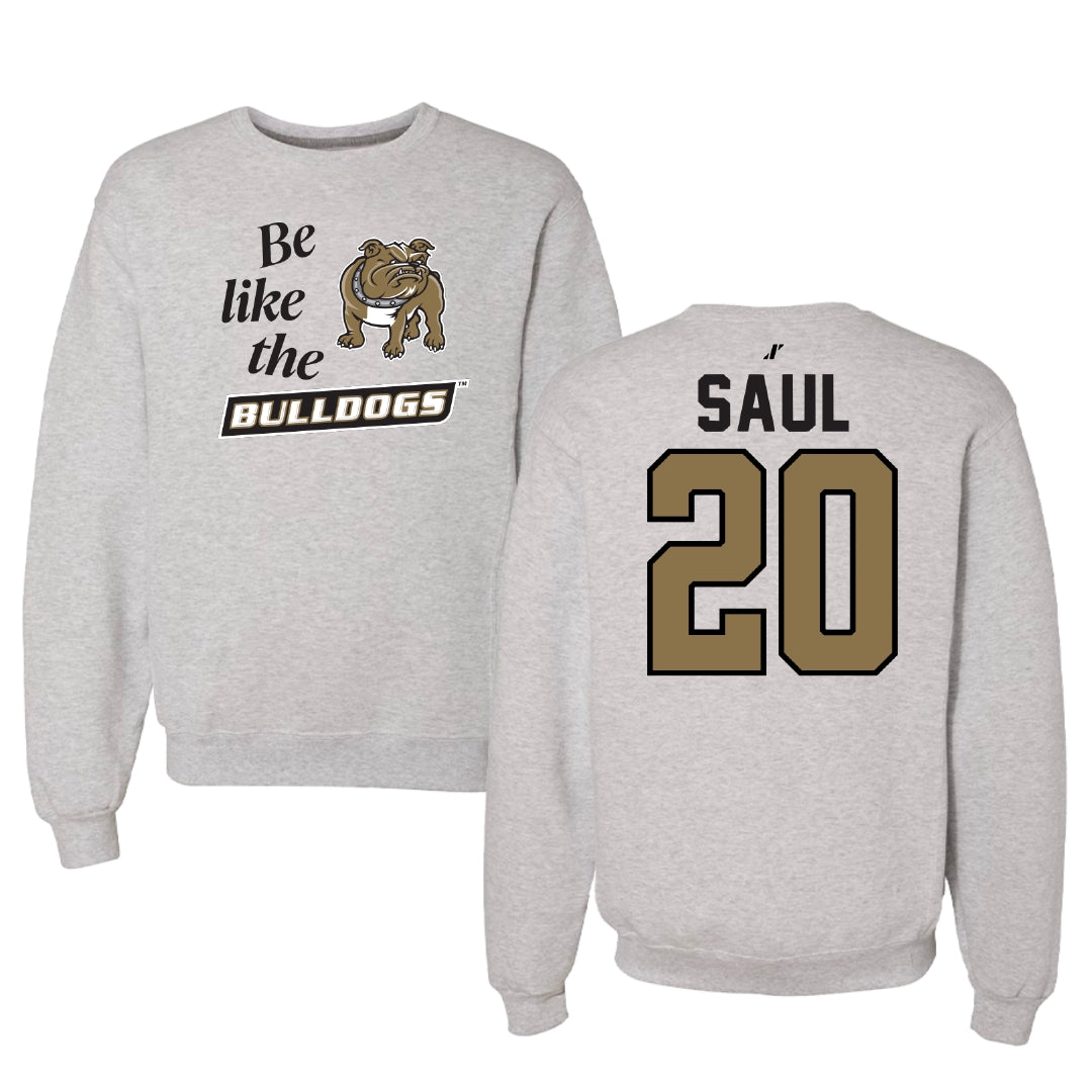 Bryant University Baseball Light Gray Be Like Us Crewneck - #20 Charlie Saul