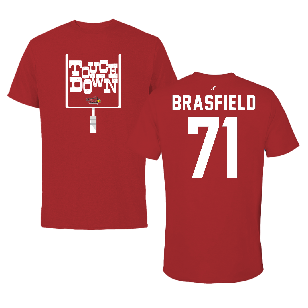 Illinois State University Football Canvas Red Touchdown Tee - #71 Logan Brasfield
