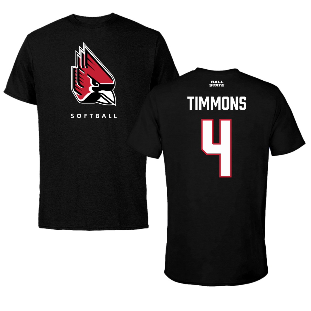 Ball State University Softball Black Tee - #4 McKayla Timmons
