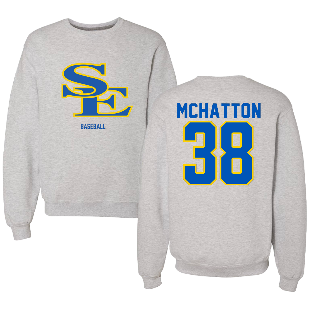 Southeastern Oklahoma State University Baseball Gray Crewneck - #38 Caden McHatton