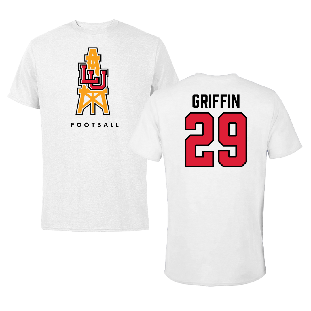 Lamar University Football White Performance Tee - #29 Kameron Griffin