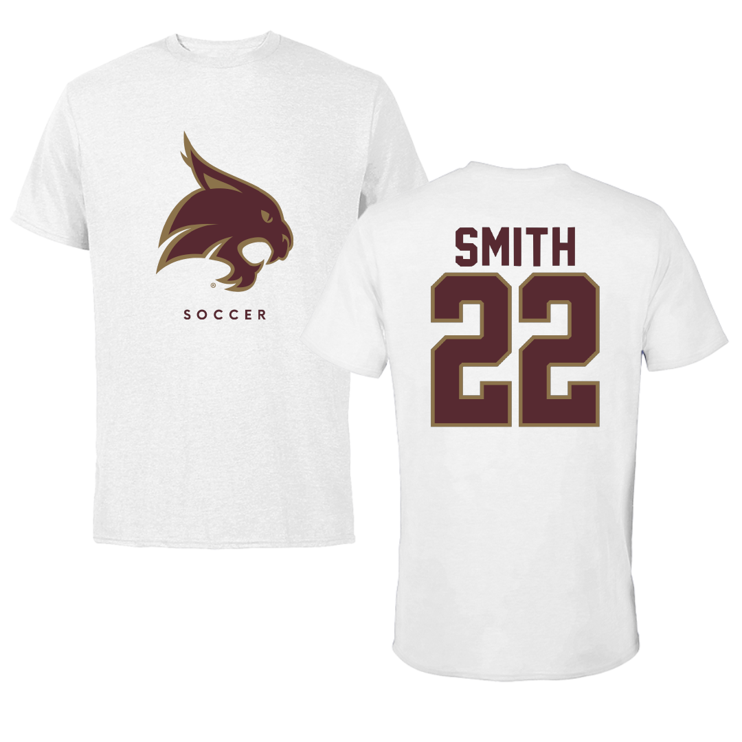 Texas State University Soccer White Tee - #22 Kaylie Smith