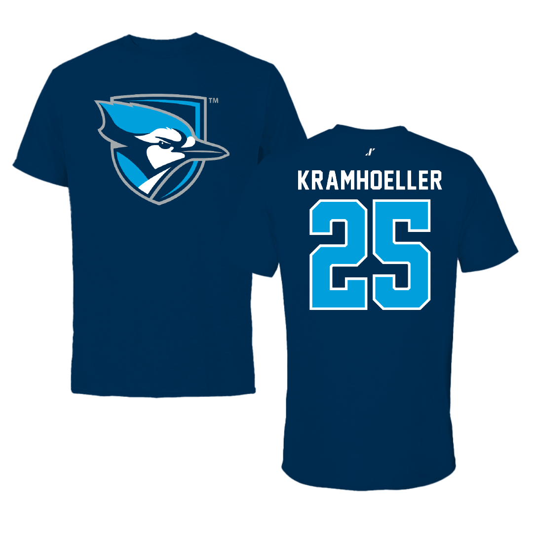 Elmhurst University Soccer Navy Mascot Performance Tee - #25 Max Kramhoeller