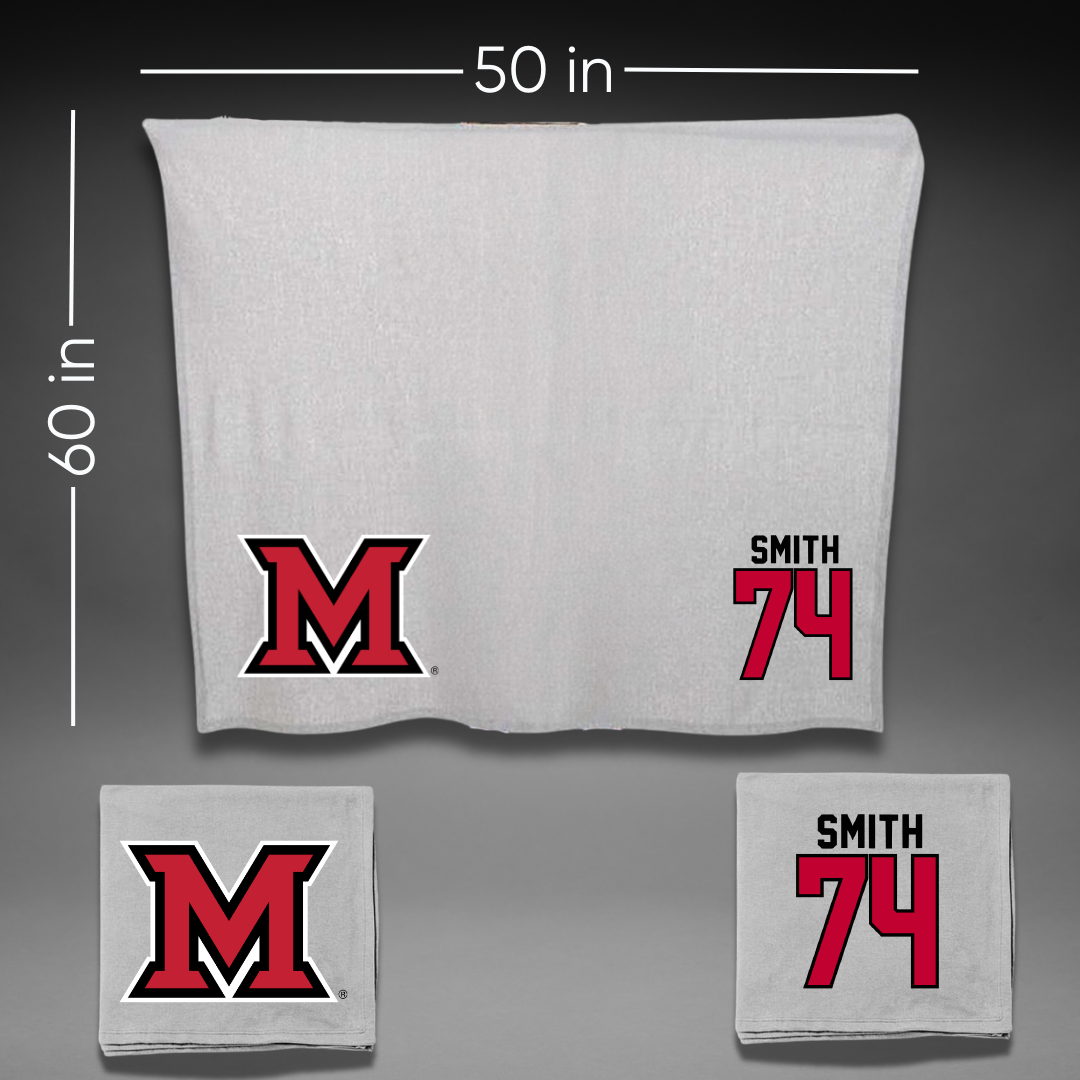 Miami University (Ohio) Football Gray Blanket - #74 Greg Smith