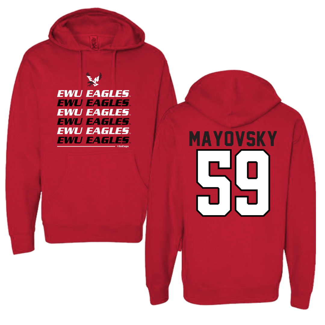 Eastern Washington University Football Red General Hoodie - #59 Myles Mayovsky