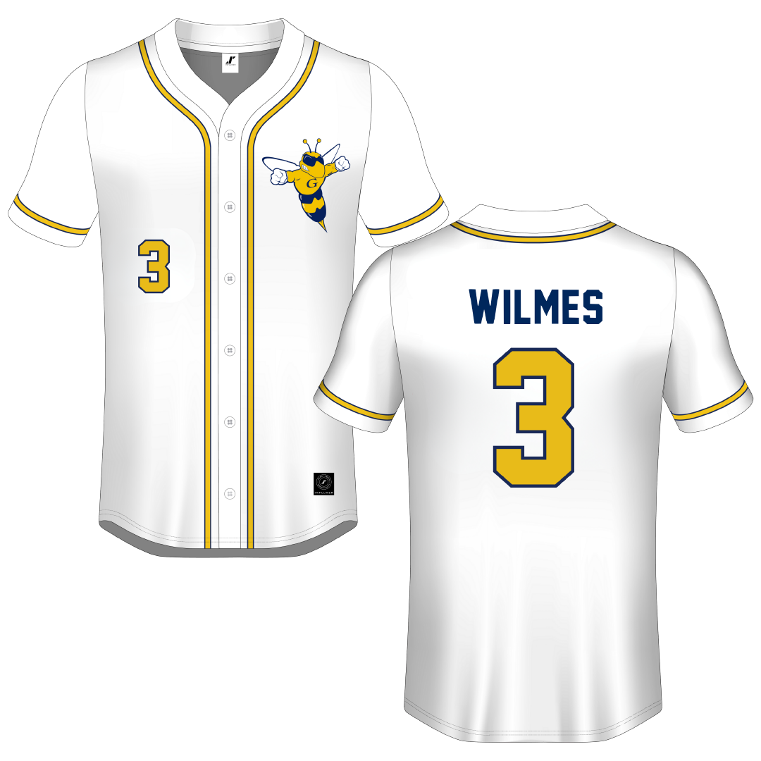Graceland University White Button-Down Jersey - #3 Hagen Wilmes