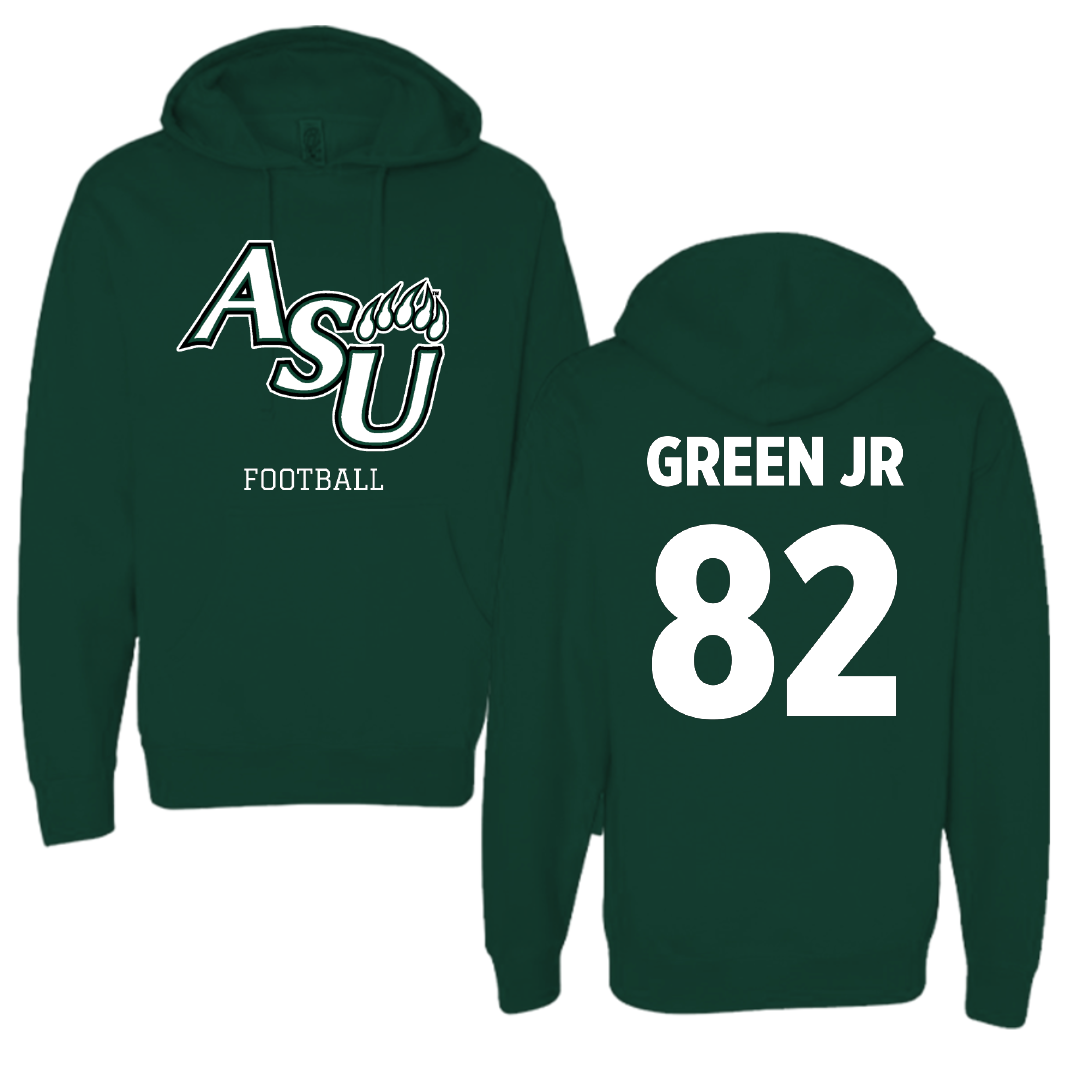 Adams State University Football Forest Green Block Hoodie - #82 Warrick Green Jr