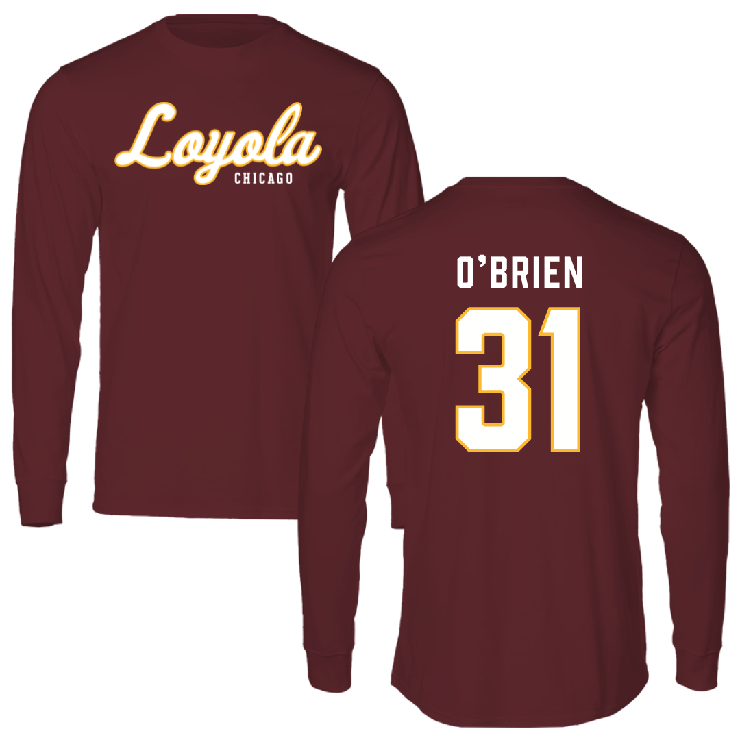 Loyola University-Chicago Volleyball Maroon Performance Long Sleeve - #31 Gavin O’Brien