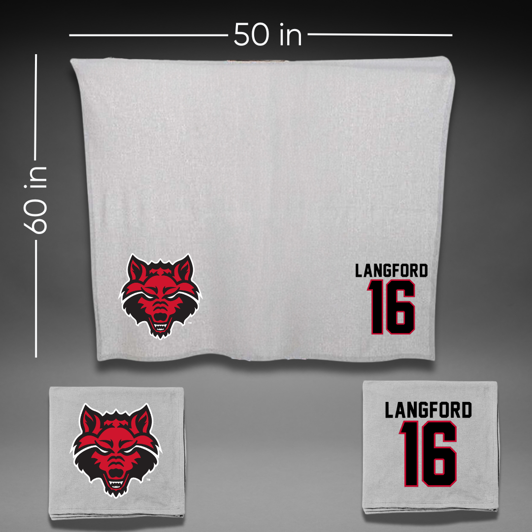Arkansas State University Soccer Gray Blanket - #16 Gertie Langford