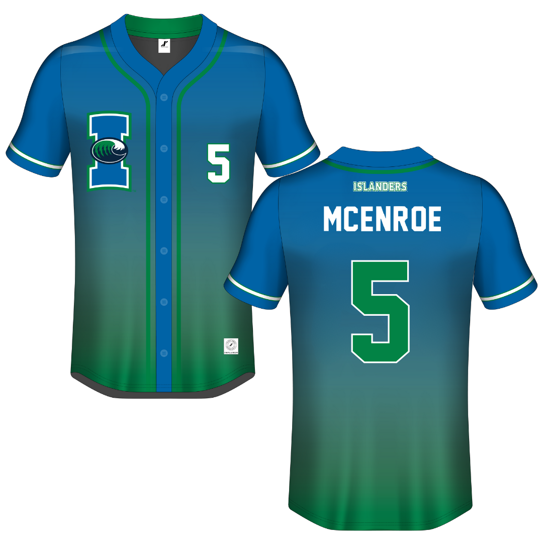 Texas A&M University-Corpus Christi Blue Gradient Button-Down Jersey - #5 Tucker McEnroe
