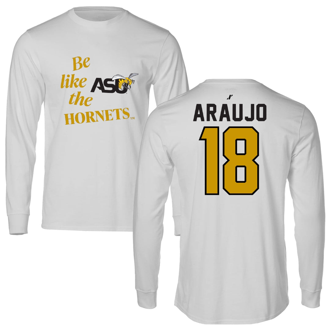 Alabama State University Baseball Light Gray Be Like Us Performance Long Sleeve - #18 Caio Araujo