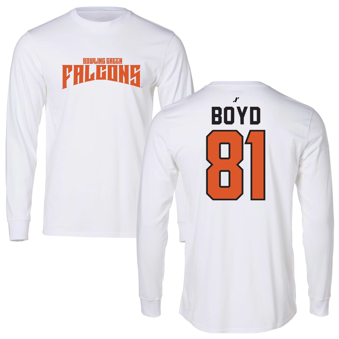 Bowling Green State University Football White Classic Performance Long Sleeve - #81 Elijah Boyd