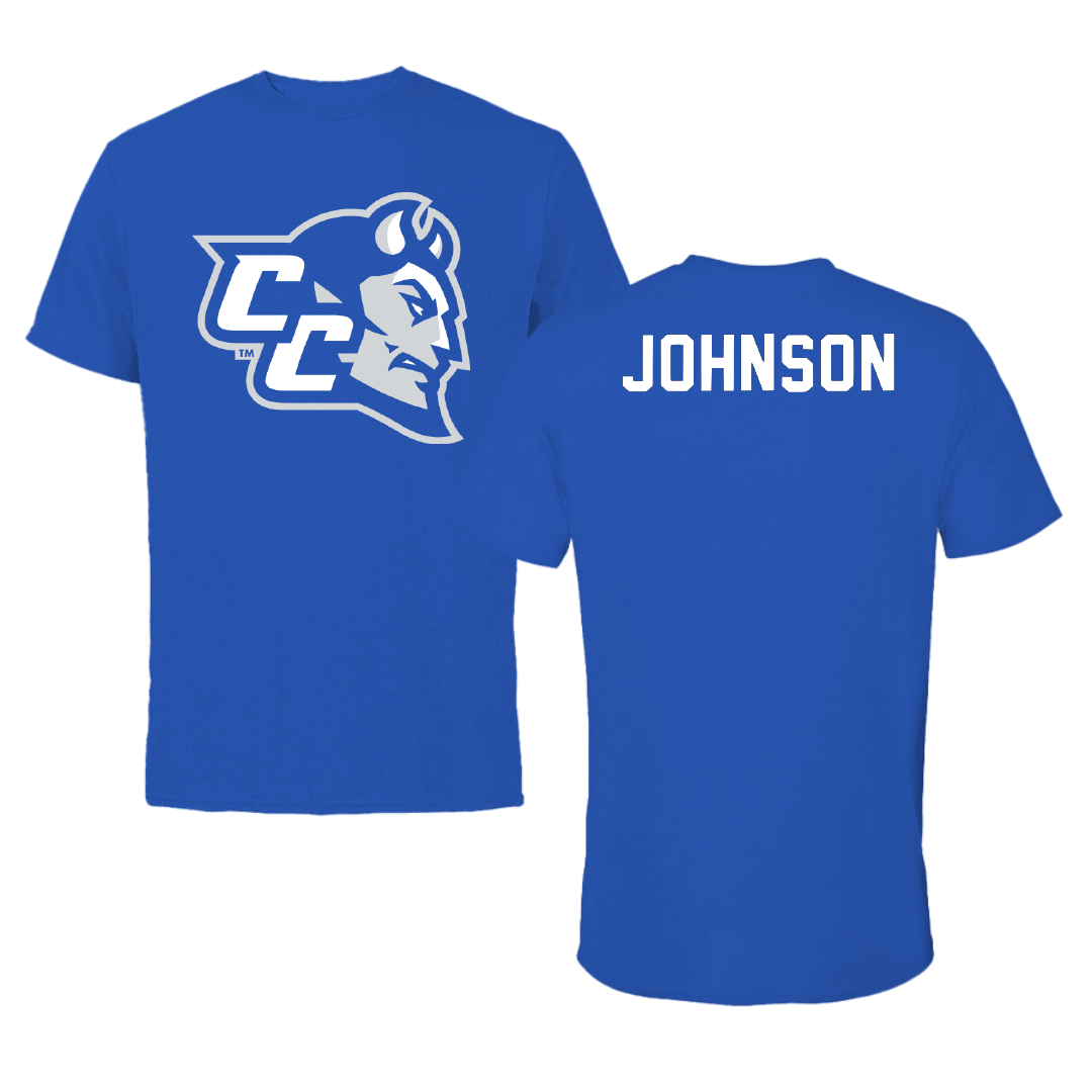 Central Connecticut State University Cheer Blue Performance Tee - Maiyah Johnson