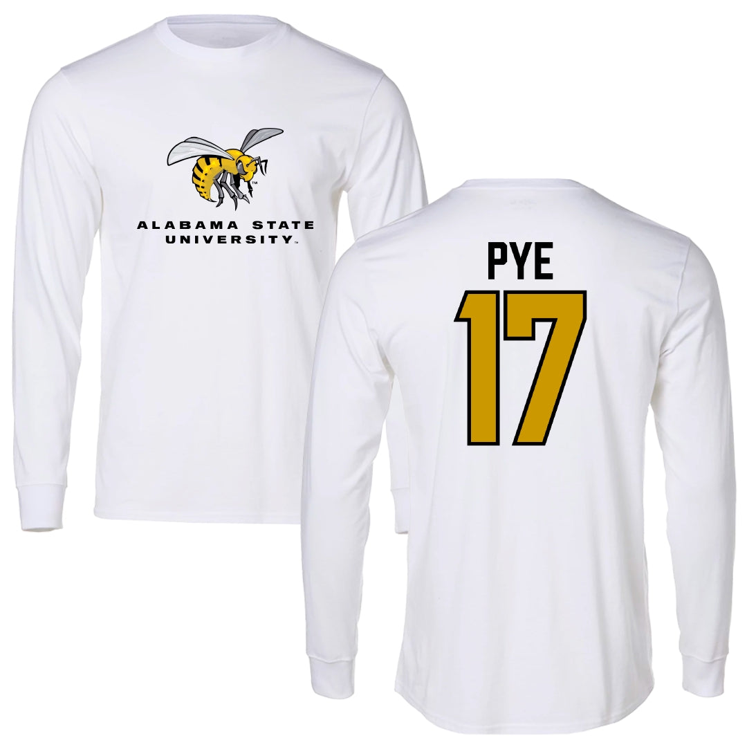 Alabama State University Softball White Block Long Sleeve - #17 Ashley Pye