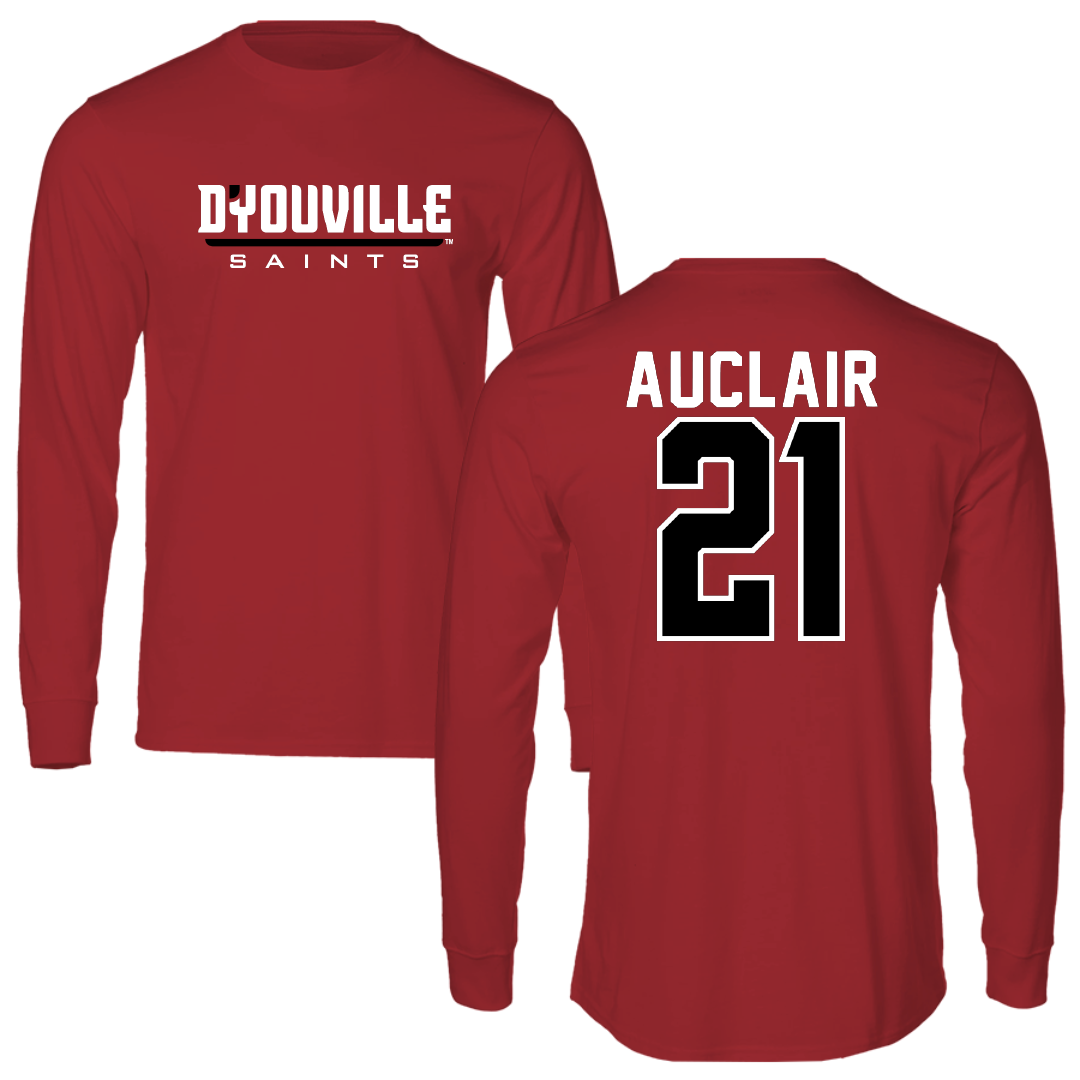 D'Youville University Baseball Canvas Red Long Sleeve - #21 Chris Auclair