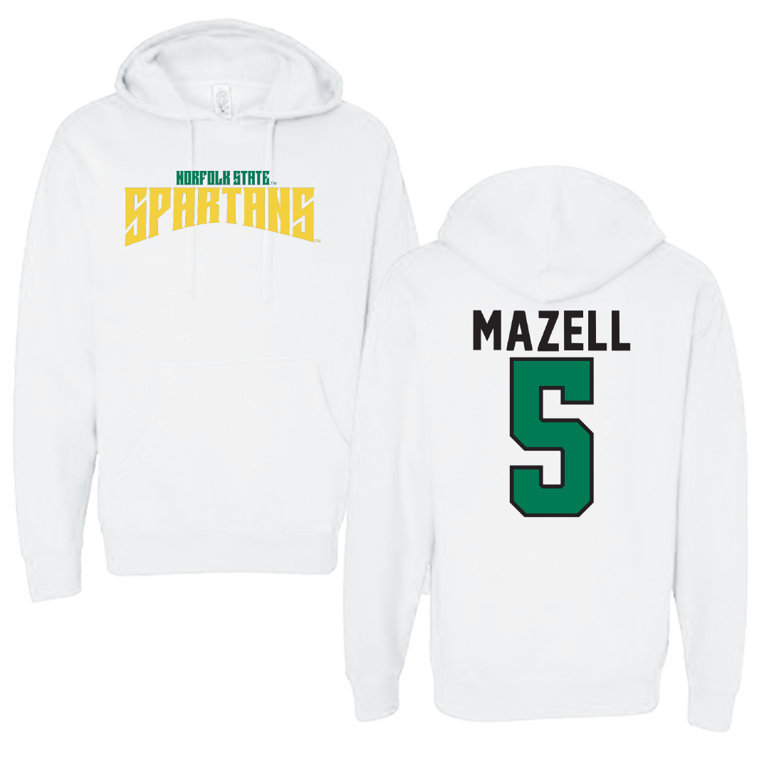 Norfolk State University Baseball White Classic Hoodie - #5 Cam Mazell