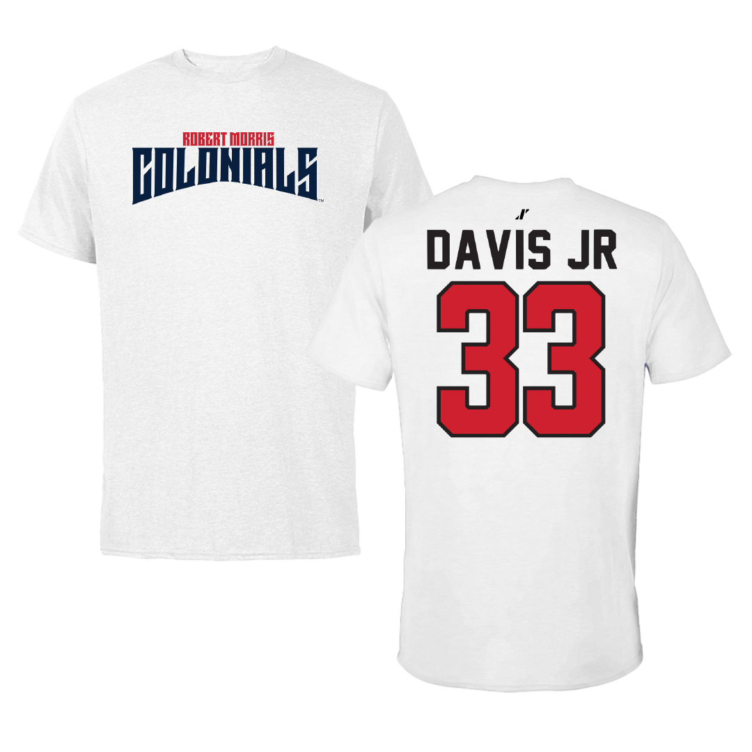 Robert Morris University Football White Classic Tee - #33 Greg Davis Jr