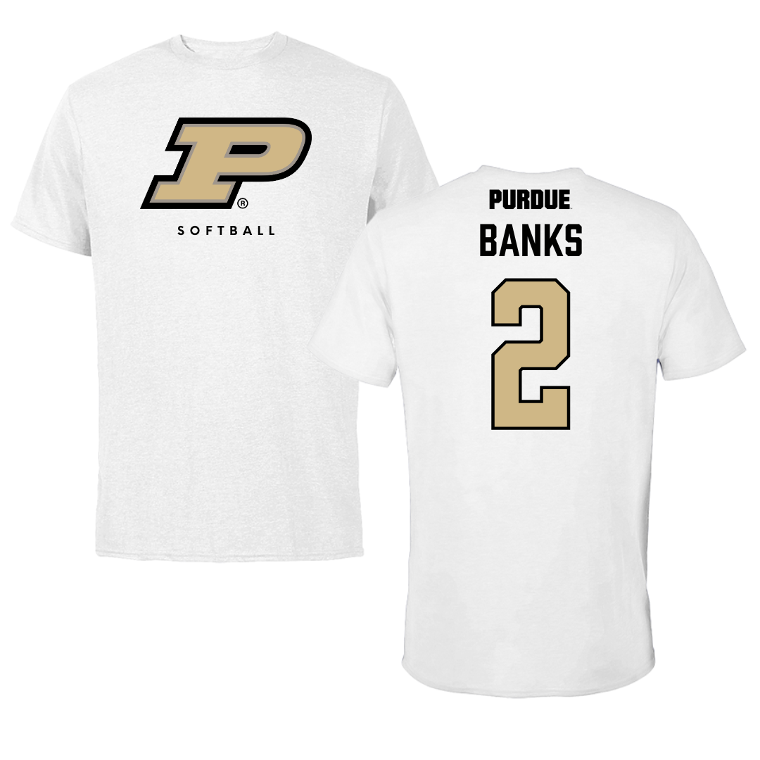 Purdue University Softball White Performance Tee - #2 Khloe Banks