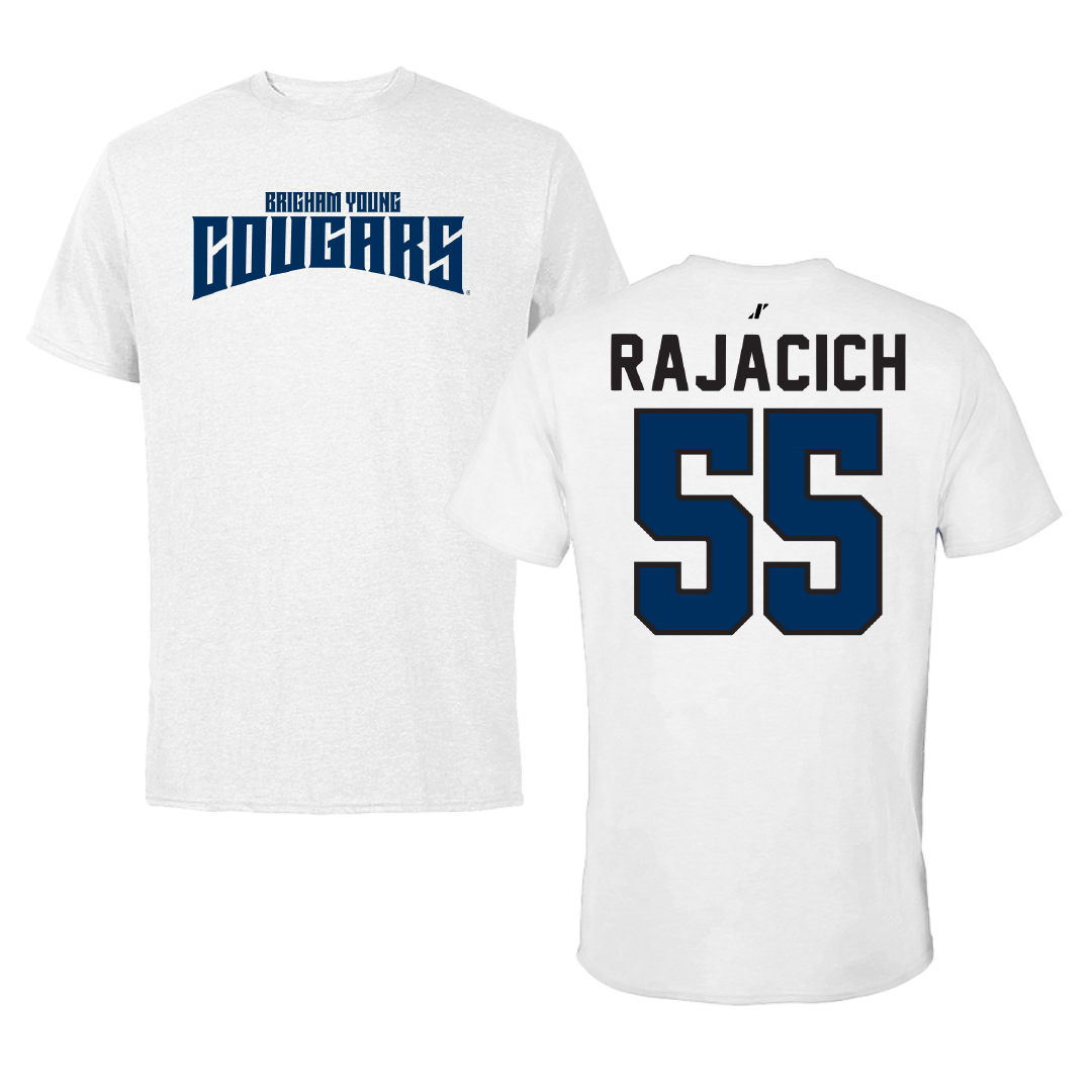 Brigham Young University Baseball White Classic Tee - #55 Seth Rajacich