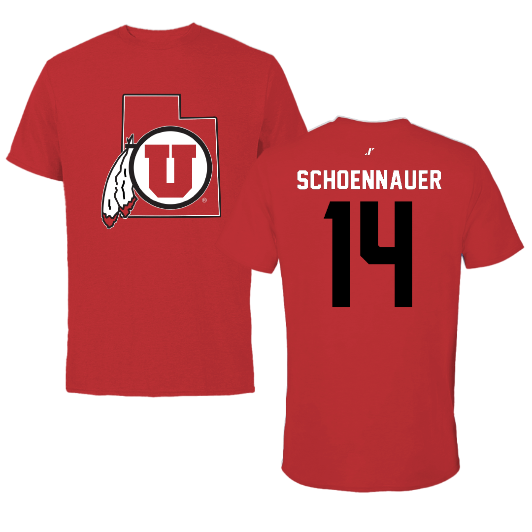 University of Utah Soccer Red State Performance Tee - #14 Kennedy Schoennauer