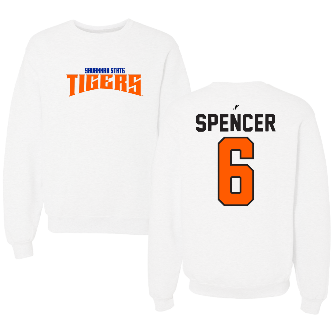 Savannah State University Baseball White Classic Crewneck - #6 Kendal Spencer