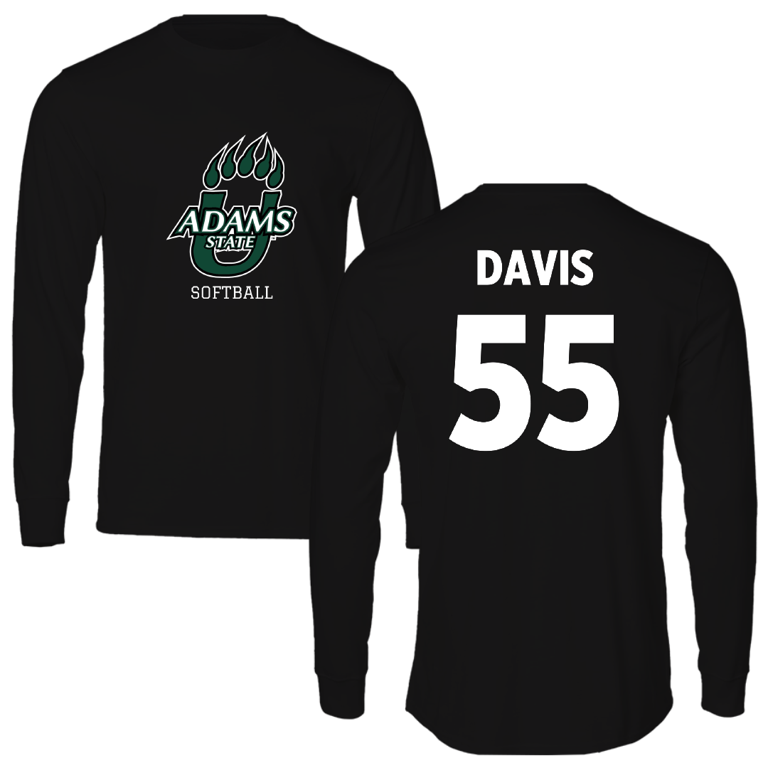 Adams State University Softball Black State Performance Long Sleeve - #55 Aubree Davis