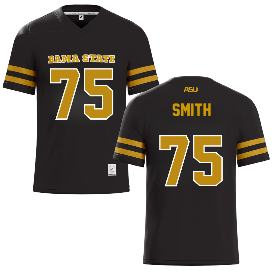 Alabama State University Black Football Jersey - #75 Cameron Smith