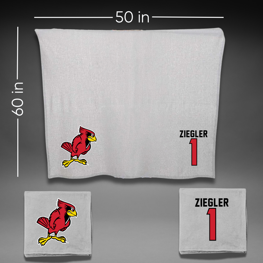 Illinois State University Volleyball Gray Blanket - #1 Ruth Ziegler